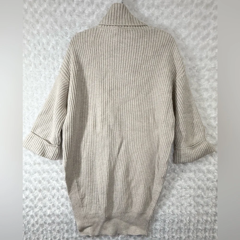Anthropologie Moth Womens M Beige Ribbed Cable Knit Turtleneck Sweater‎